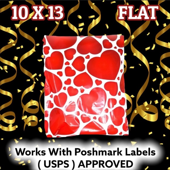 50 10X13 Red Heart Poly Mailers PRICE IS FIRM CLEARANCE - Picture 3 of 7